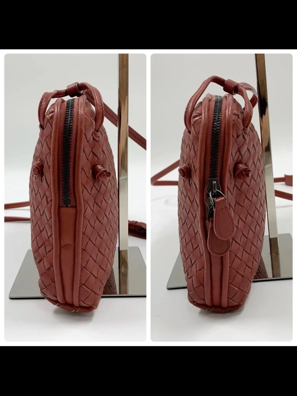 Bottega Veneta Woven Leather Crossbody in Terracotta